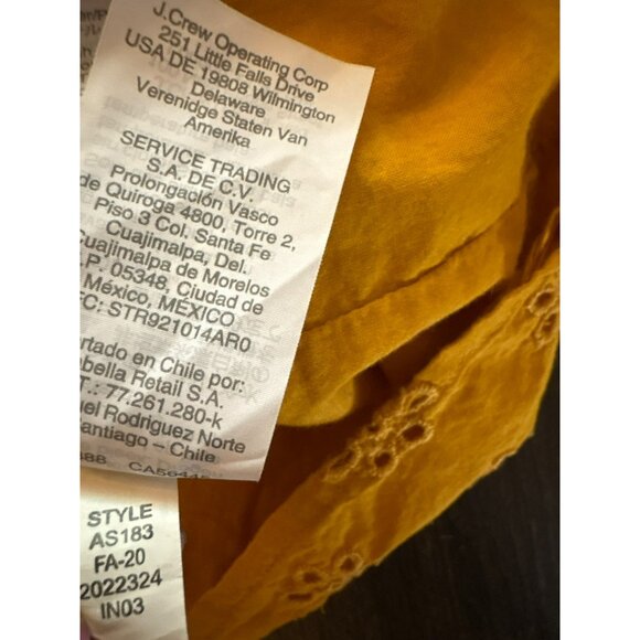 J.Crew Factory Mustard Yellow Embroidered Eyelet Cotton Blouse Size Medium - Picture 5 of 8